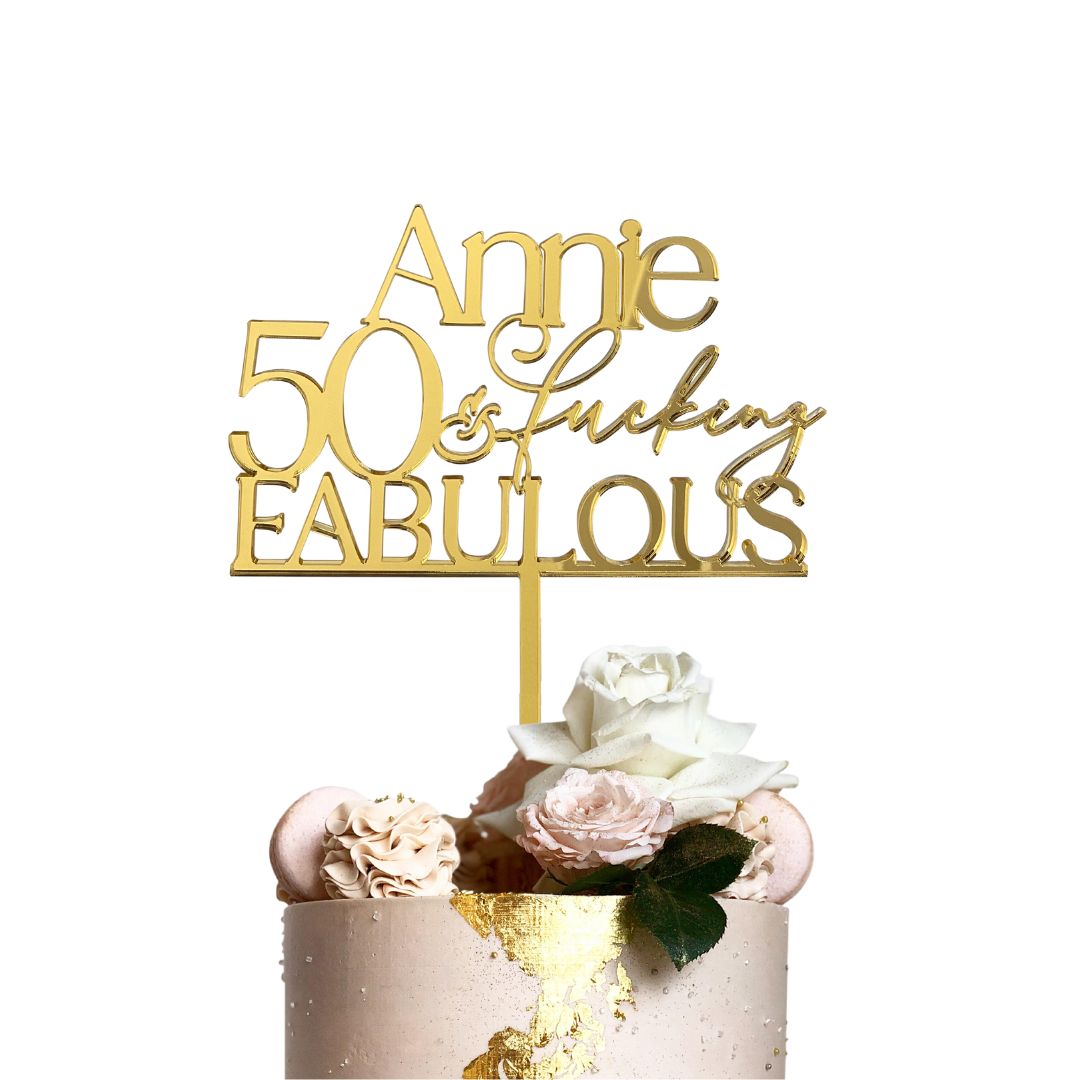 50th Cake Topper Potty Mouth Cake Topper Etched Design