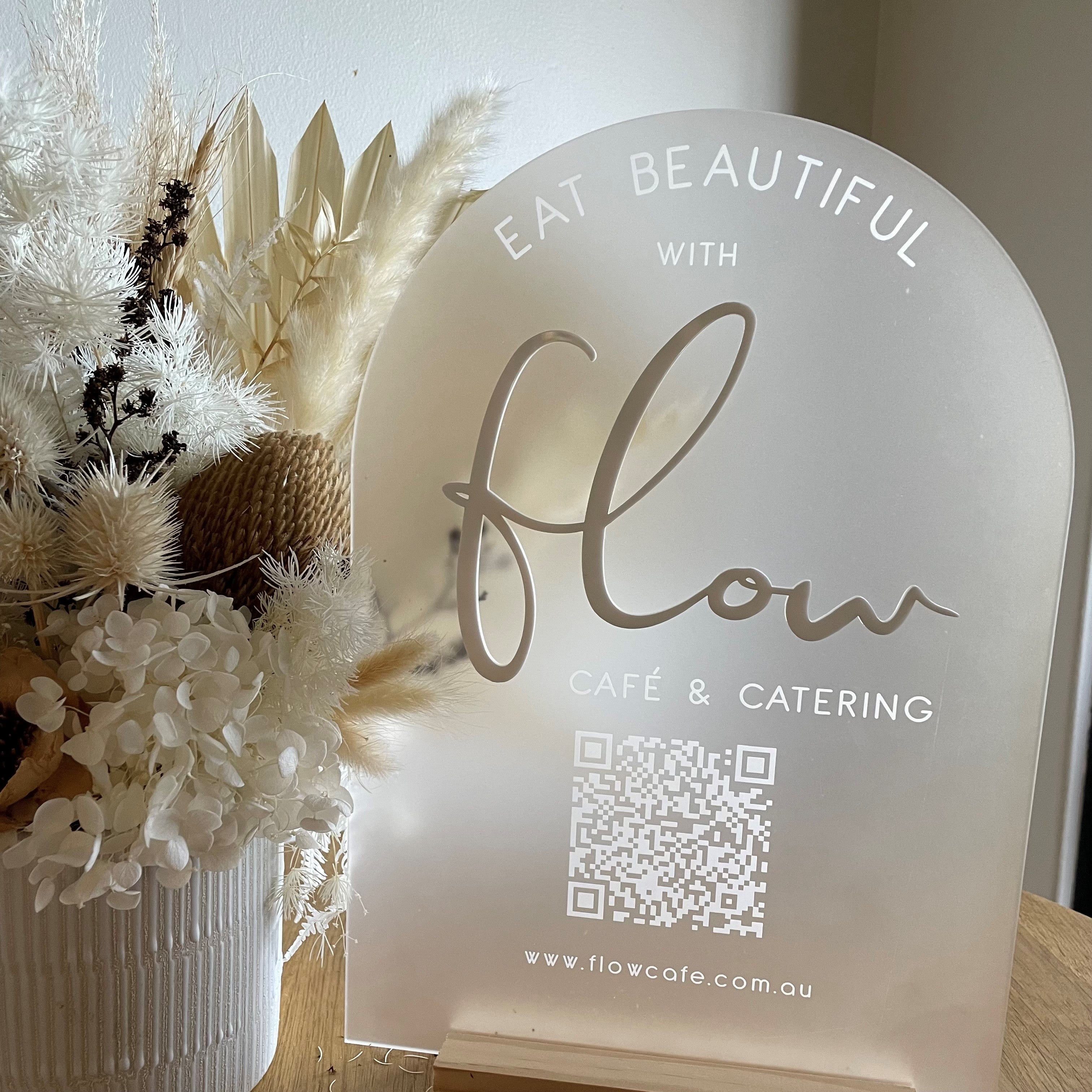 Acrylic Business Sign | QR Code with Logo | Etched Design