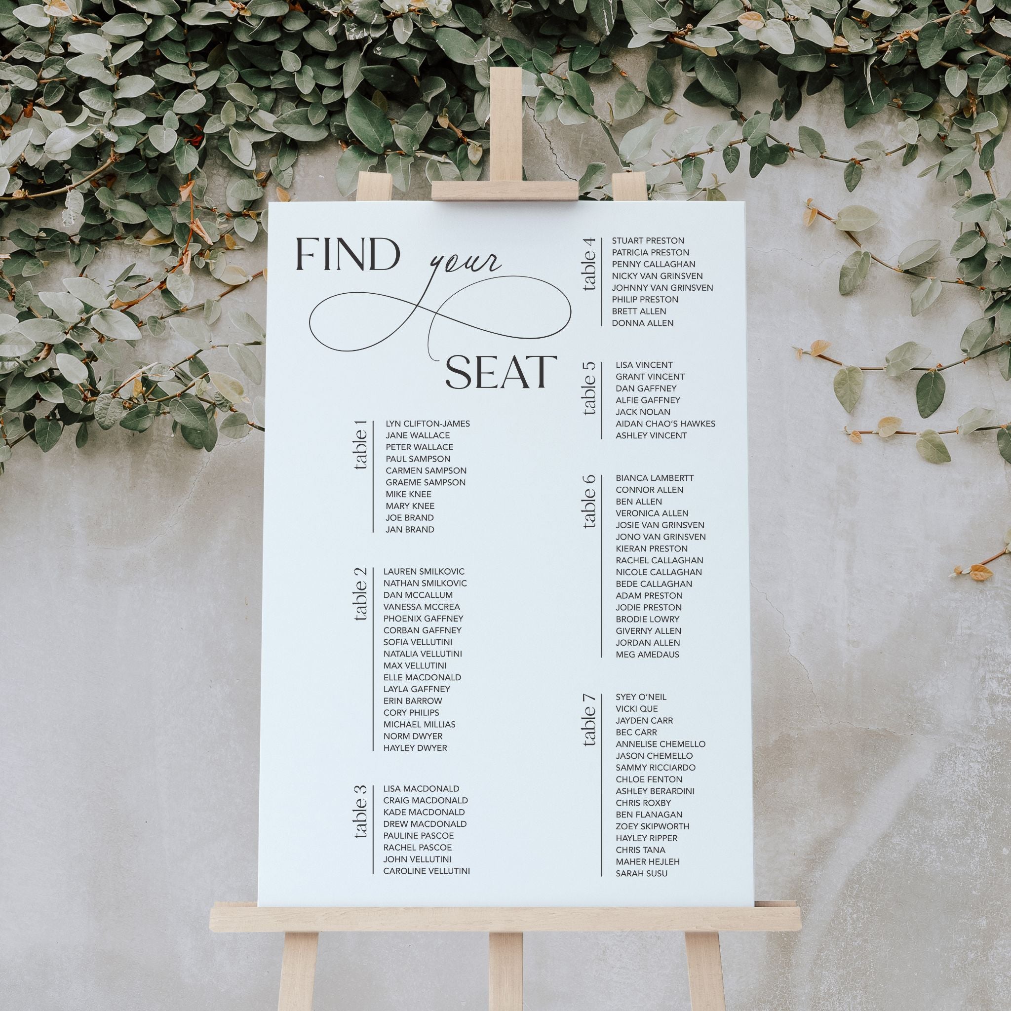 Seat Charts For Wedding